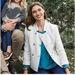 Cabi Charlie Double Breasted Moto Style 3028 Knit Oatmeal Jacket Size XS
